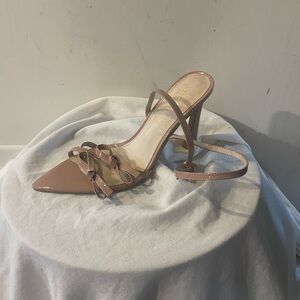 Cecelia New York Patent Ankle Wrap Heels w/Bow Details